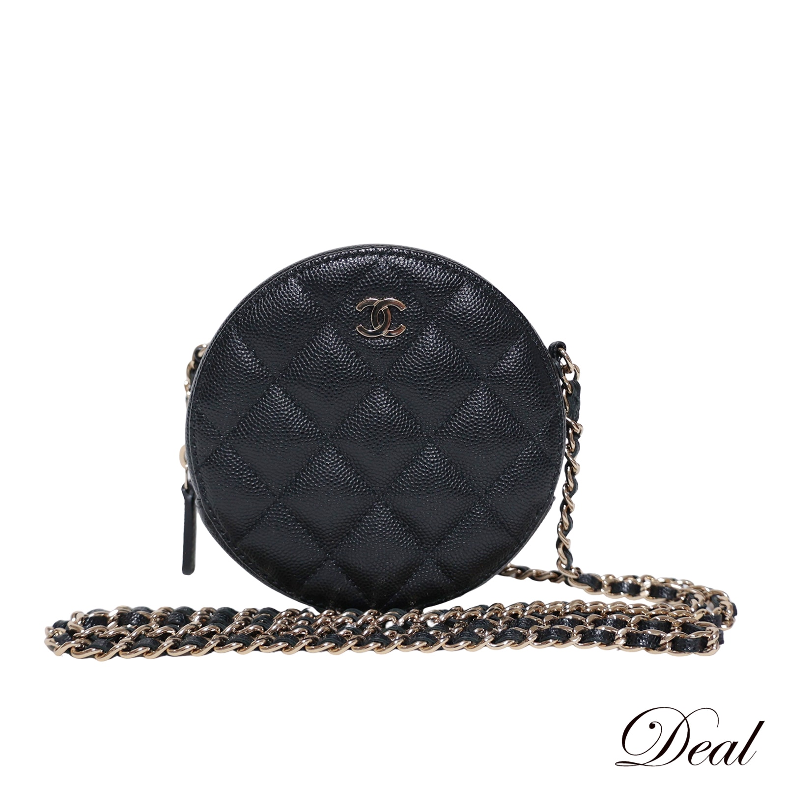 シャネル マトラッセ ラウンド ミニ チェーン キャビアスキン ブラック レディース ショルダーバッグ