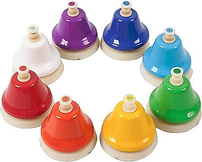 他サイト： ミュージックベル ハンドベル 8音セット タッチ式 ハーモニー マレット 呼び鈴( マルチカラー)の商品画像