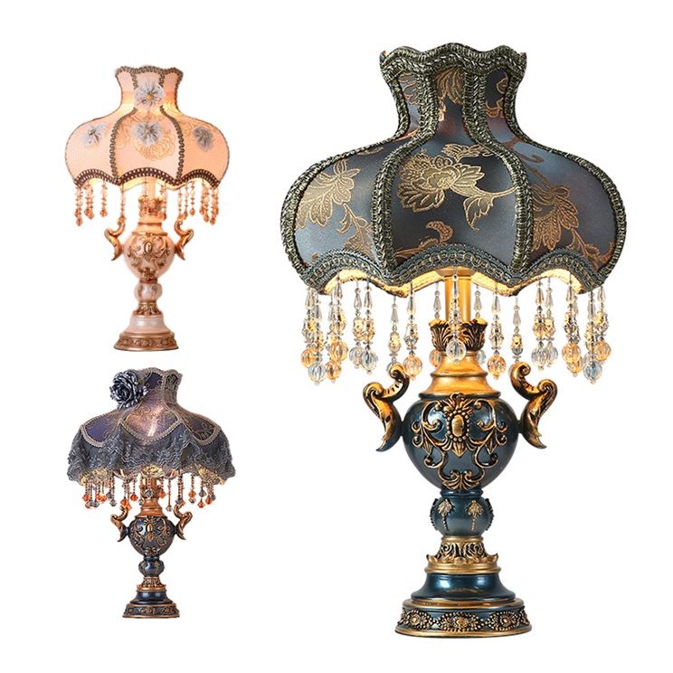 デスクライト ベッドルームヘッドライト テーブルランプ 電気スタンド 豪華 感 レトロ 雰囲気 古典芸術 ホテル 書斎 寝室 部屋 間接照明 リモコン電球付