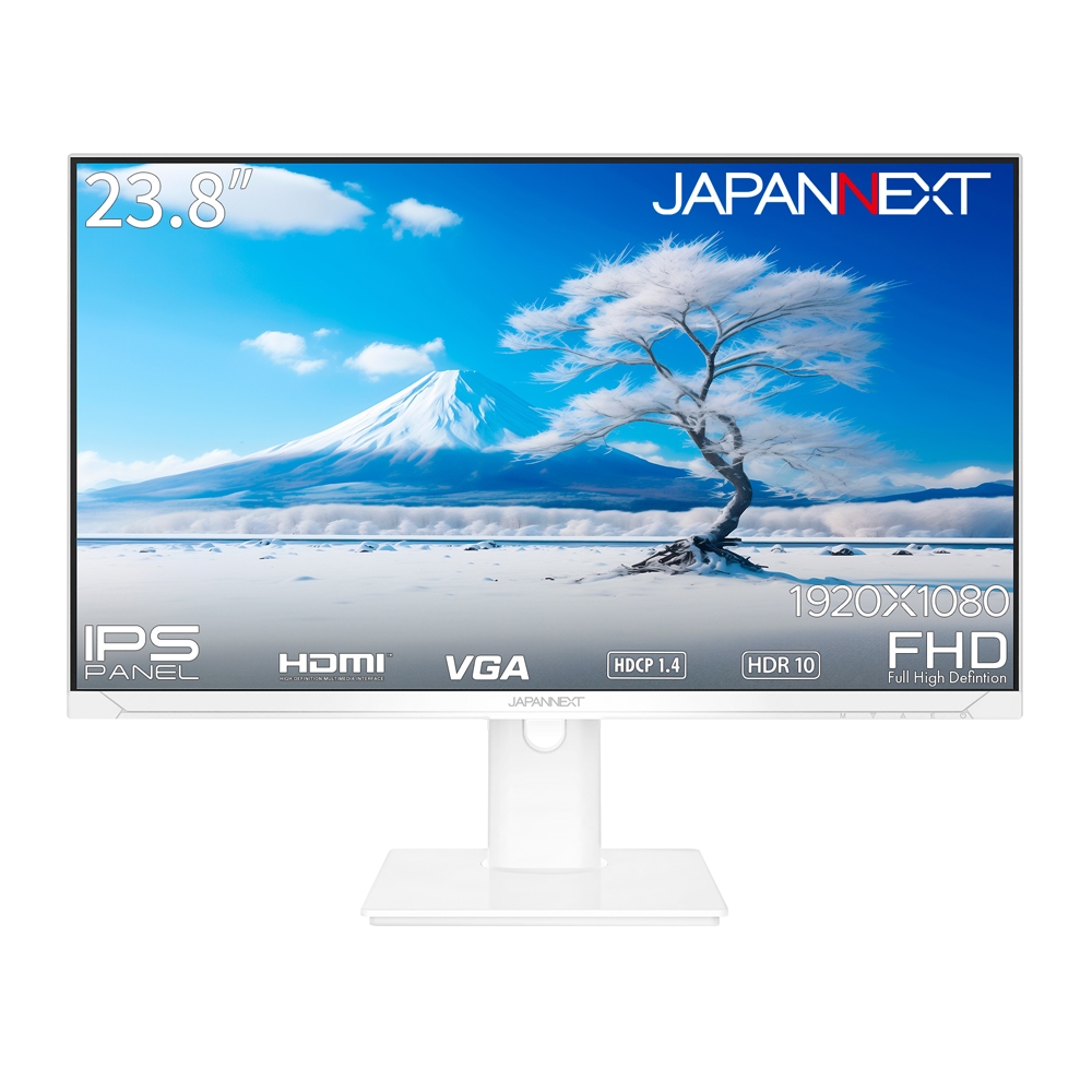 JAPANNEXTジャパンネクスト 液晶ディスプレイ(23.8型/IPS/FullHD 1920×1080/75Hz/14ms/HDR10/HDMI1.4/D-Sub/VESA)(ホワイト) JN