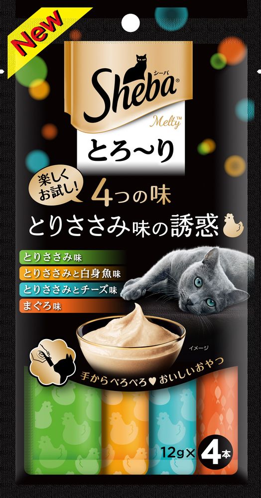 （まとめ買い）マース シーバ とろり メルティ 4つの味 とりささみ味の誘惑 12gx4本 猫用おやつ [x24]