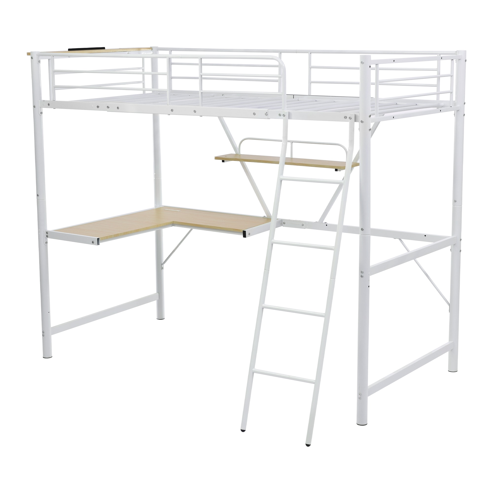 国内発送-送.料.無.料新品378【元SKU：WF301883BAA/WF326233AAA ホワイト】システムベット 宮棚　ロフトベッド シングル コンセント付き デスク付き 収納付き ラック棚付き