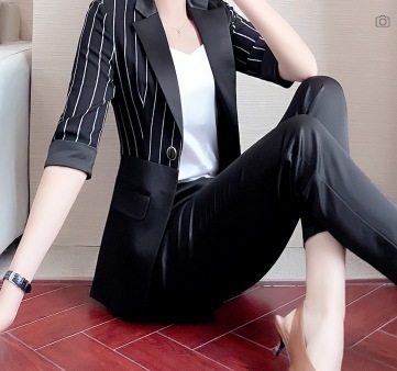 サイズ豊富 セットアップ ジャケット ズボン スーツ 袖あり 長袖 襟付き スリム 細身 Iライン スマート 切り替えデザイン 前開き 高級感 ボタン 上下セット 2点セット かわいい 可愛い