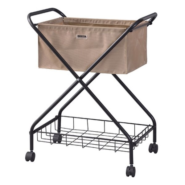 フォールディング バスケットワゴン ベージュ 幅52.5×奥行き35×高さ66cm MIP-83BE