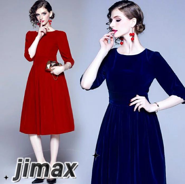 パーティードレス 結婚式 ワンピース 膝丈 ミモレ丈 秋冬 ベロアワンピース 結婚式 卒業式 入学式 二次会 披露宴 謝恩会 お呼ばれ 袖あり 大きいサイズ ワンピース ドレス フォーマル 結婚式 フ