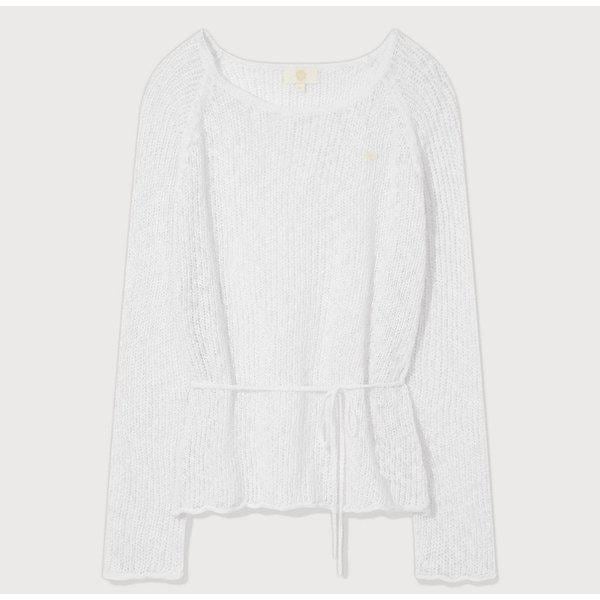 女性クロシェ編みラウンドネックニット B1 CO2502KT78 WH BL