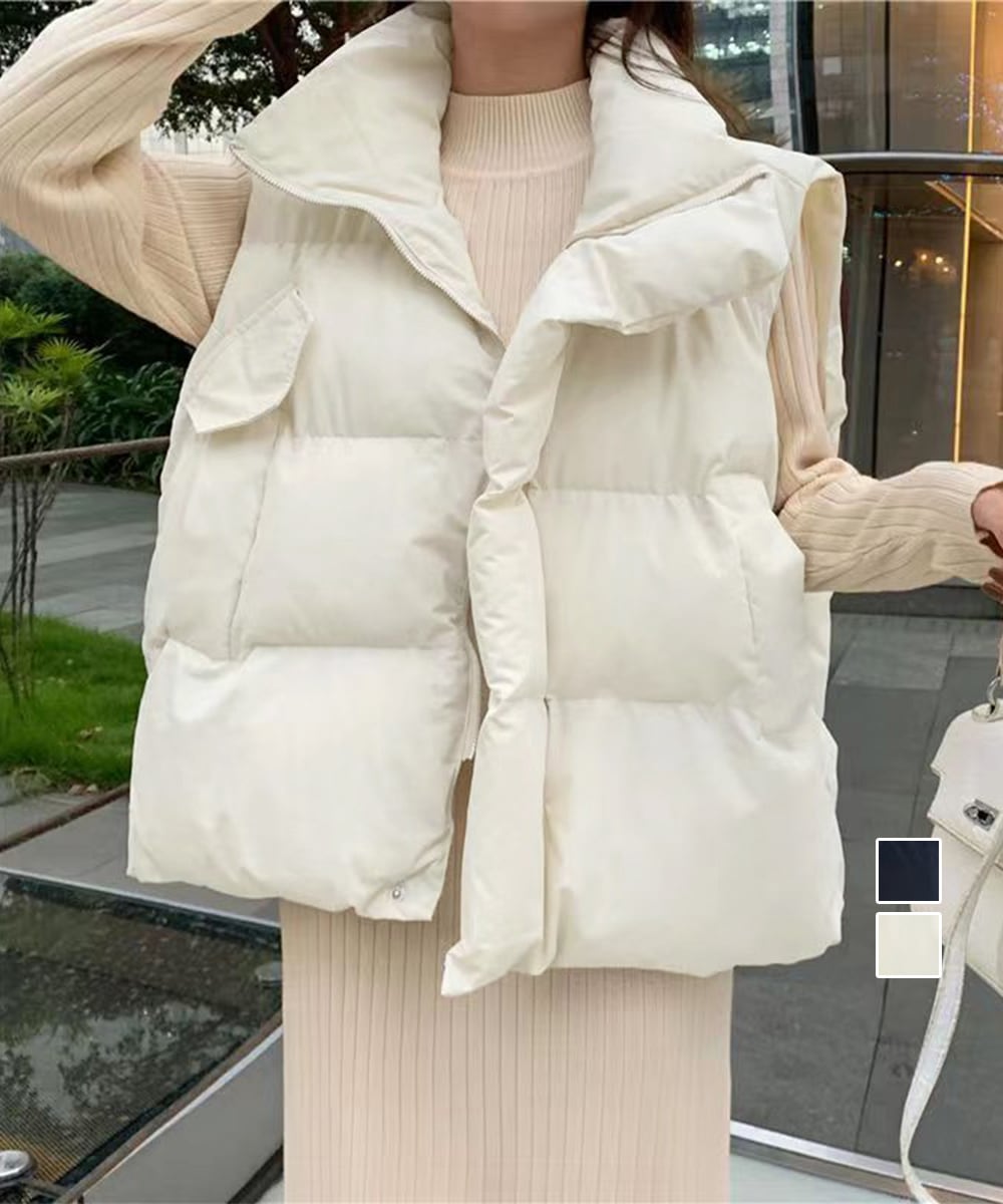 国内即納 エコダウンベストレディース暖か中綿ベスト 90DLBW-001