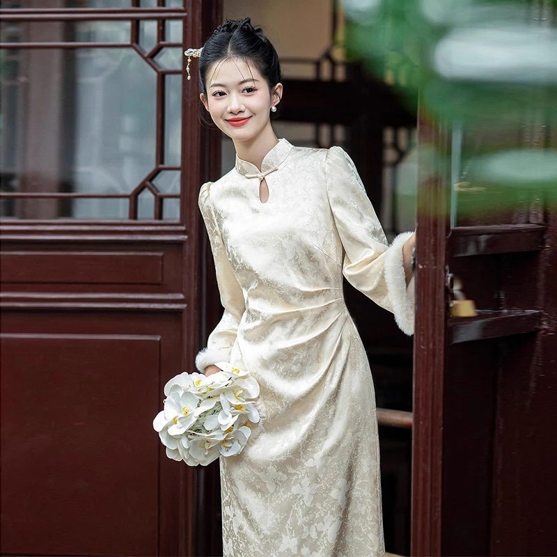 パーティードレス チョンサム花嫁介添人ドレス5新しい気質の婚約ドレス