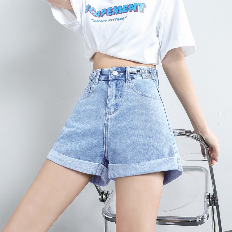 ホットガールハイウエスト気質オールマッチデニムショートパンツ r n1001-グレー r n1002