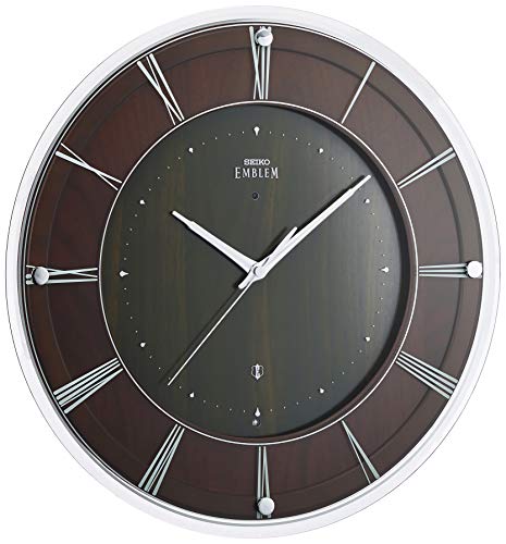 セイコークロック 掛時計 濃茶木地 直径360x48mm 電波 アナログ EMBLEM