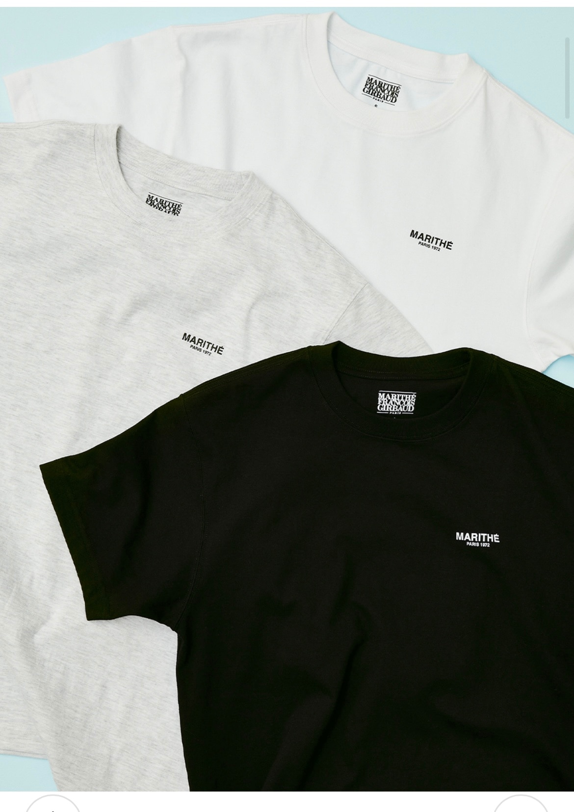 Marithe) 3PACK SMALL REGULAR LOGO TEE mix ユニセックススタンダードフィット3パックTシャツ