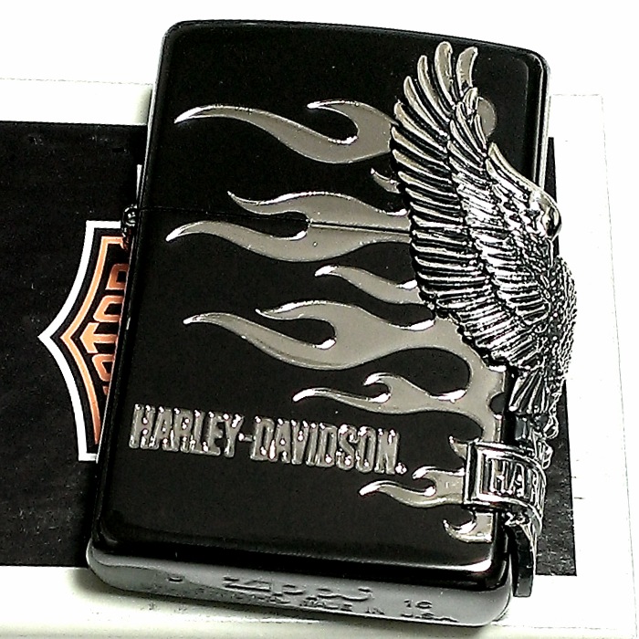 ZIPPO ハーレーダビッドソン ジッポライター ブラック&シルバー かっこいい ファイヤー 3面銀燻しメタル イーグル 黒銀 HARLEY-DAVIDSON 日本国内限定モデル ジッポー