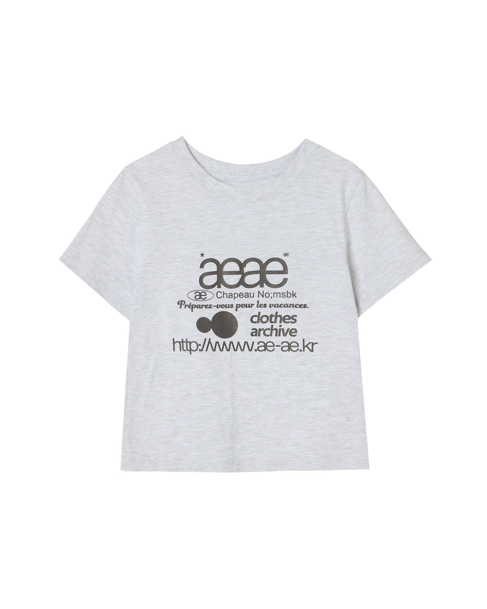 【aeae】 WEB LOGO CROP T-SHIRTS : LIGHT GREY