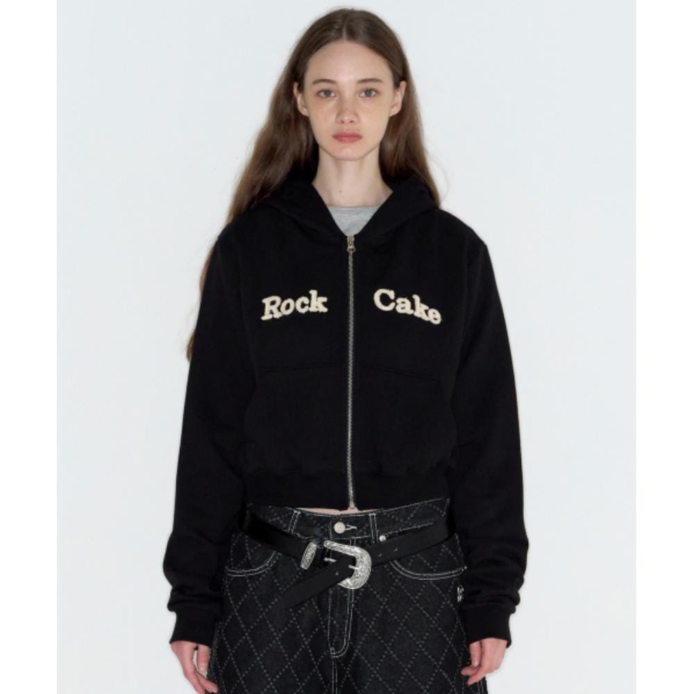 ROCKCAKE Logo Patch Full Zip Hoodie Black RC24JK01700BK