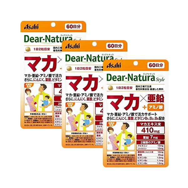 3個セット アサヒ ディアナチュラスタイル マカ×亜鉛 120粒 (60日分)