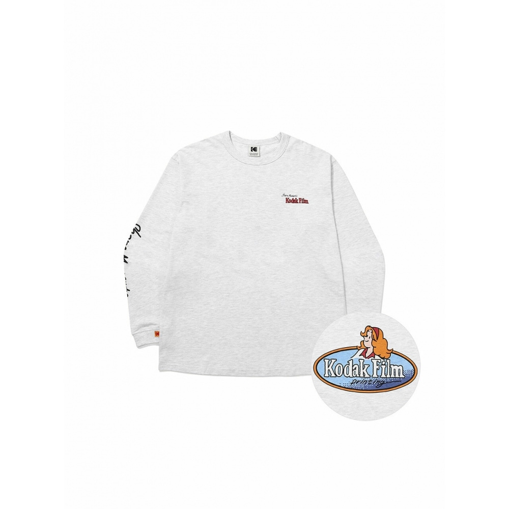 コダックアパレルコダックピープルズロングスリーブ T シャツホワイトメランジ