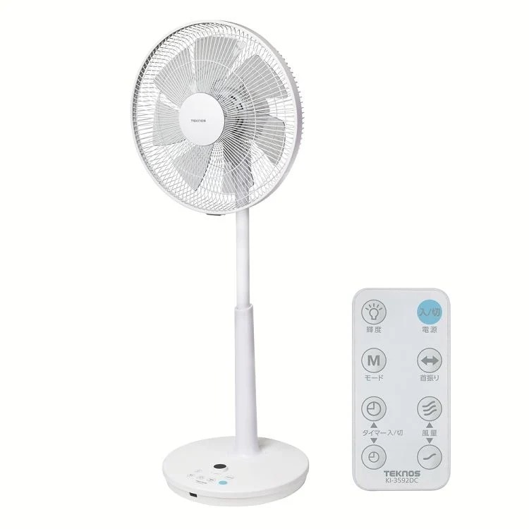 【人気商品】扇風機 風量12段階 季節家電 DC ハイポジフルリモコン扇風機 ホワイト KI-3592DC TEKNOS (D)(B)　メガ割