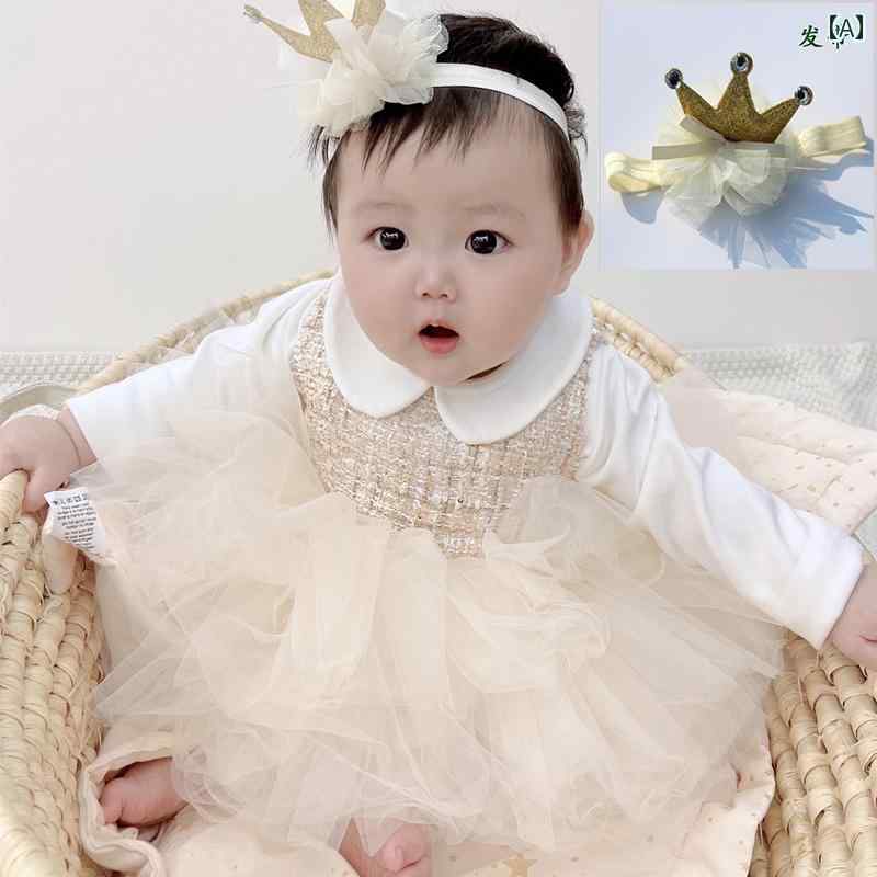 赤ちゃん ベビー服 乳幼児 100日 誕生日 記念 フォト 撮影 衣装 映え 1歳 子供服 キッズ ドレス 女の子 プリンセス シアー シフォン チュール ふんわり スカート ツイード 春秋 長袖