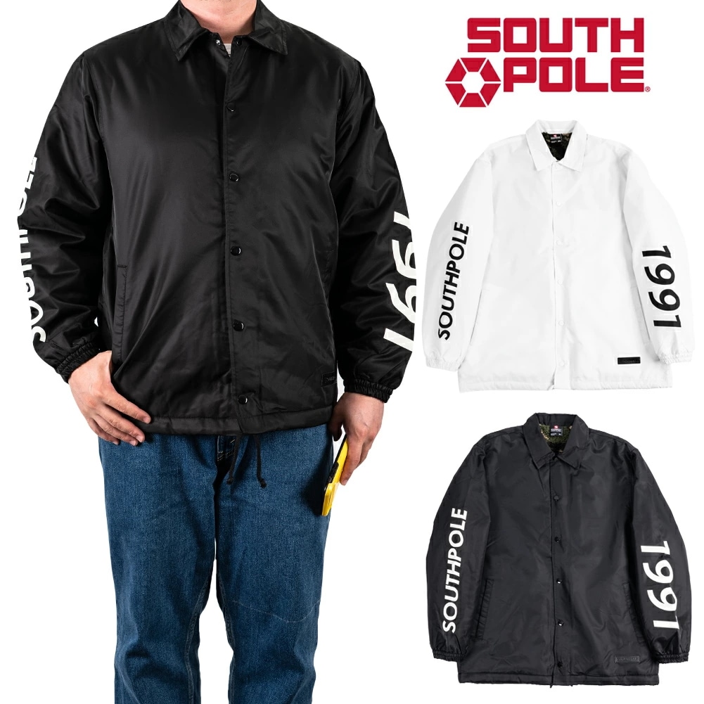 SOUTHPOLE コーチジャケット メンズ 裏ボア ポリエステル 白 黒 L-3XL 大きいサイズ ストリート HIPHOP