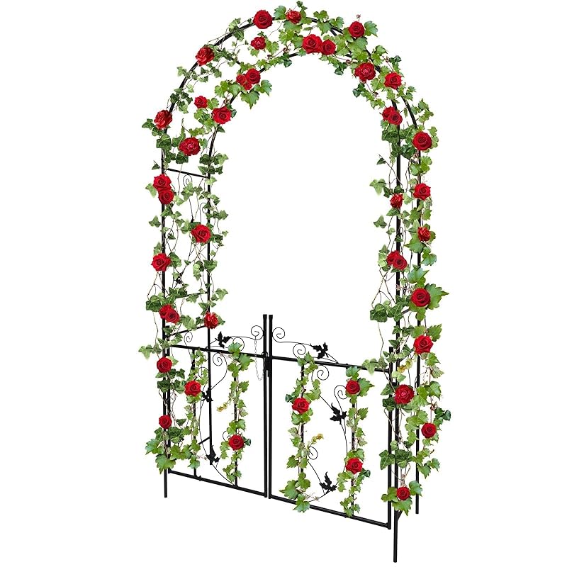 【国内即発】ガーデン 庭園 ゴージャスアイアンアーチ立体構造 ブロンズブラウン アーチ 鉄製扉付きローズアーチ 1個 ガーデンアーチ ローズアーチ バラアーチ（高さ230cm・幅114・奥行37）ガー 14,823円