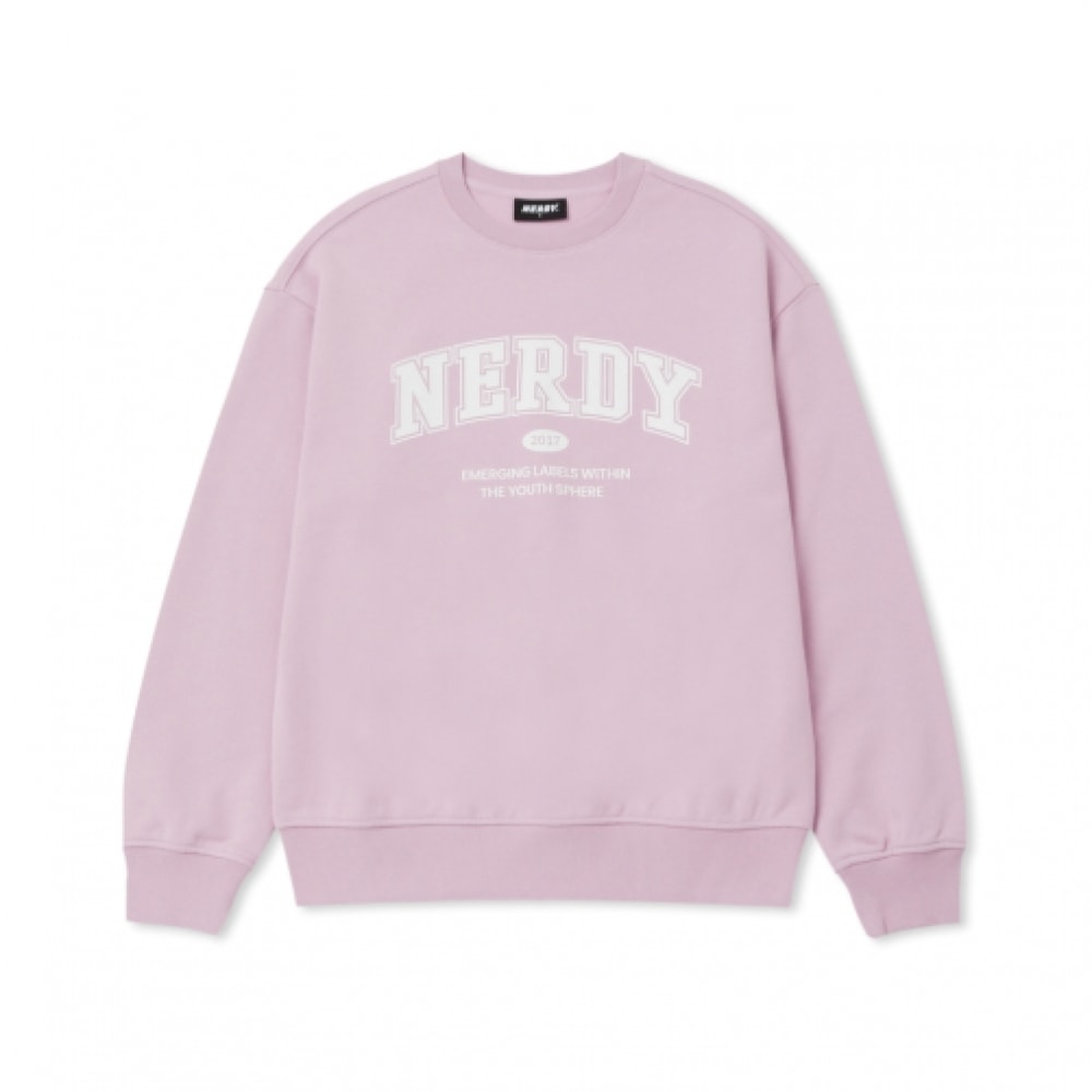 NERDY アウトラインアーチロゴスウェットシャツローズピンク