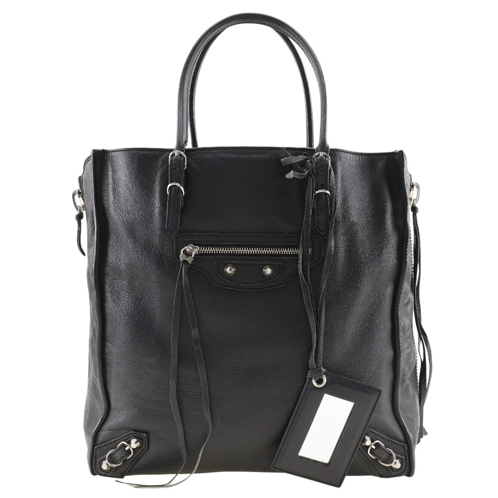 ペーパーバッグ 255412 トートバッグ カーフ 黒 レディース 中古品 79,800円