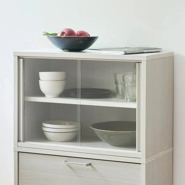 白井産業 FUL-4055GWH WH色 シンプル上置き食器棚 (幅56.6cm高さ38cm) メーカー直送