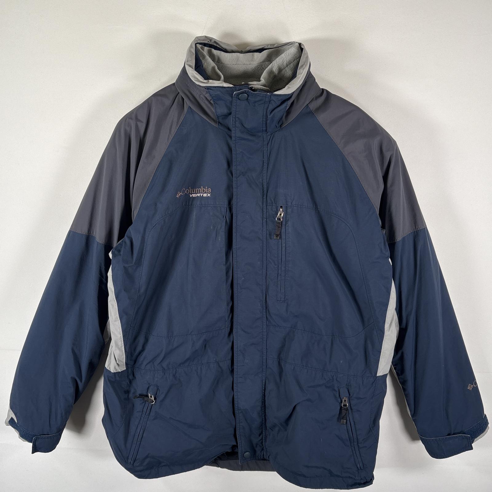 古着 マウンテンジャケット 2枚セットアンサンブル ナイロン フリースジャケット マルチカラー XL ブルー系 メンズ