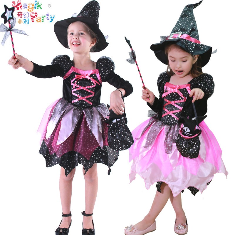 子供用ハロウィンコスチューム女の子のコスプレ仮面舞踏会パフォーマンス魔女プリンセスドレス小さな魔女パフォーマンスコスチュームライトショー