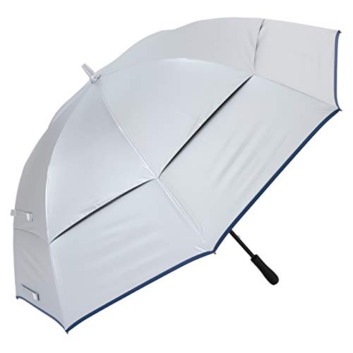 超可爱 強風対応 ゴルフ傘 遮熱 遮光 晴雨兼用 UVカット メンズ 日傘 長傘 シルバー/ネイビ 80cm 日傘