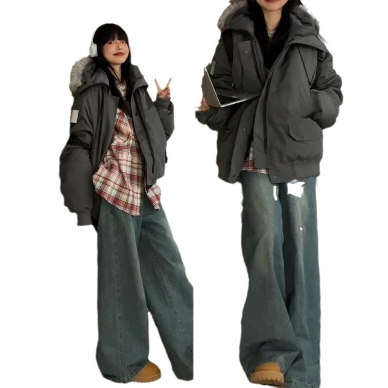 アメリカンレトロ超イケメンパーカーコットンジャケット女性2024冬新作厚手ワークルーズコットンジャケットコットンジャケットジャケット