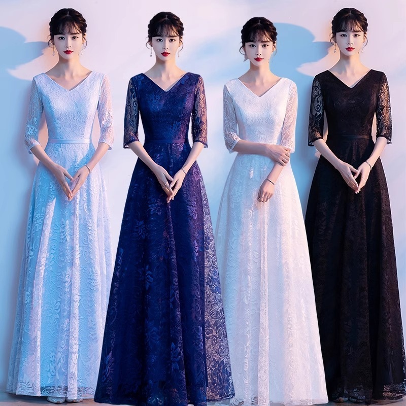 女性向けのコーラスパフォーマンスコスム長いスカートスリムな指揮者学生のための競争ドレス卒業パフォーマンス衣装