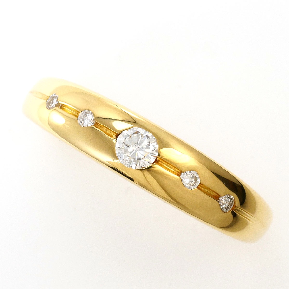 K18 18金 YG イエローゴールド リング・指輪 18号 ダイヤモンド 0.17ct 鑑別書 総重量約3.4g ジュエリー 中古