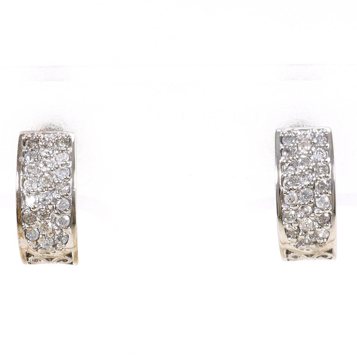 K14 14金 WG ホワイトゴールド イヤリング ダイヤモンド 0.05ct 総重量約2.6g ジュエリー 中古