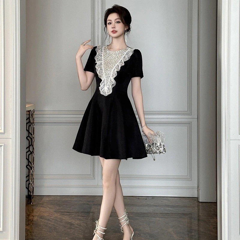 夏新作 ショートワンピース 大人気質 パーティードレスsweet ウエスト引き締め着痩せ 同窓会 披露宴 卒業式 結婚式 演奏会 ウェディング フォーマルキャバ