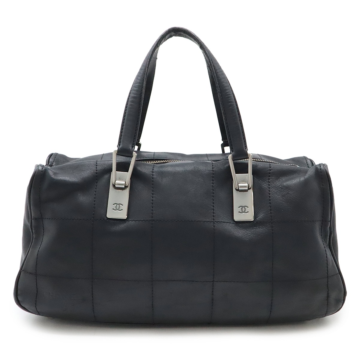 チョコバー ココマーク ハンドバッグ ミニボストンバッグ レザー ブラック 黒 シルバー金