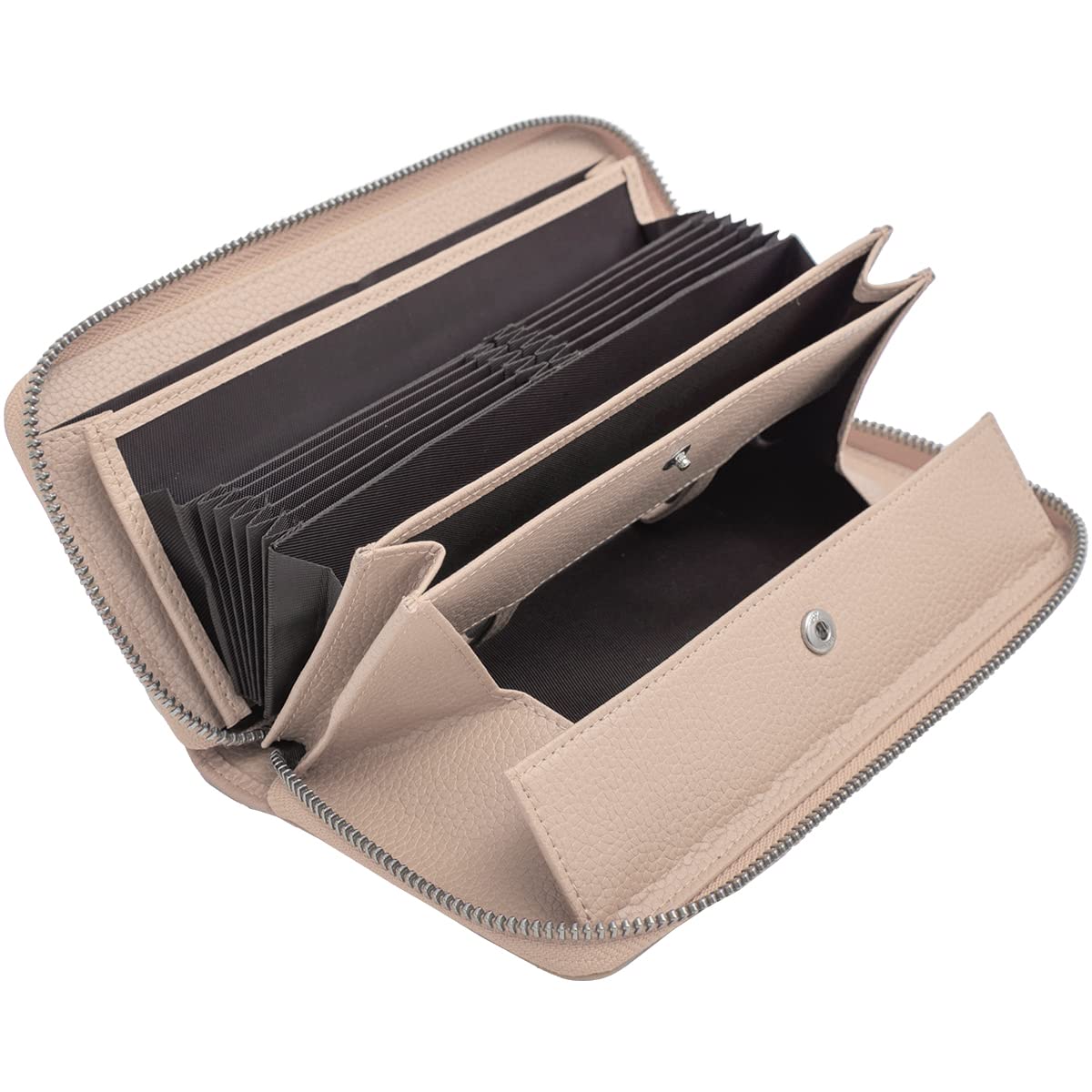 [HIGH FIVE] 財布 レディース 大容量 じゃばら 長財布 本革 ギャルソン レシートと小銭を自動で仕分け 多機能 ウォレット コインスルー グレージュ