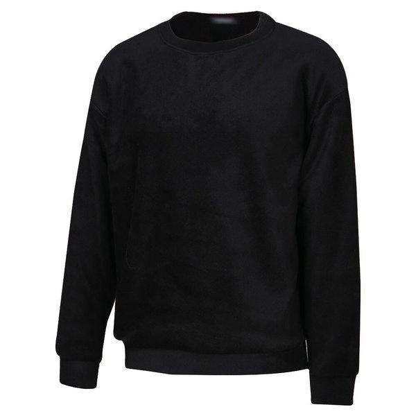 メンズベーシックラウンド長袖フリースTシャツ NE-TSA-Q010-ブラック