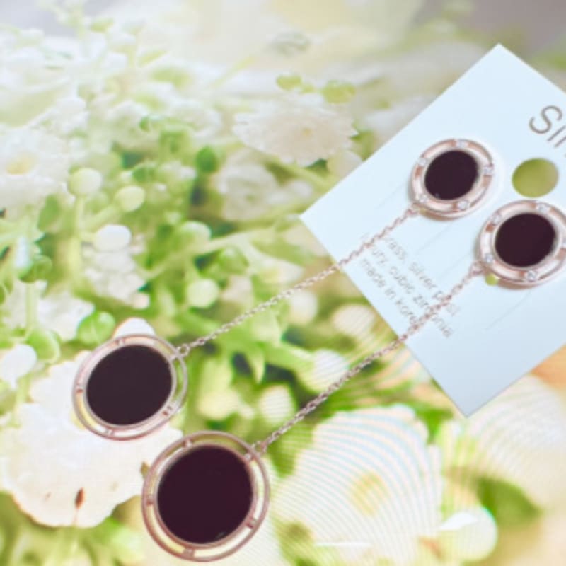 涙の女王 キムジウォン イヤリング/ブラック ドロップ イヤリング