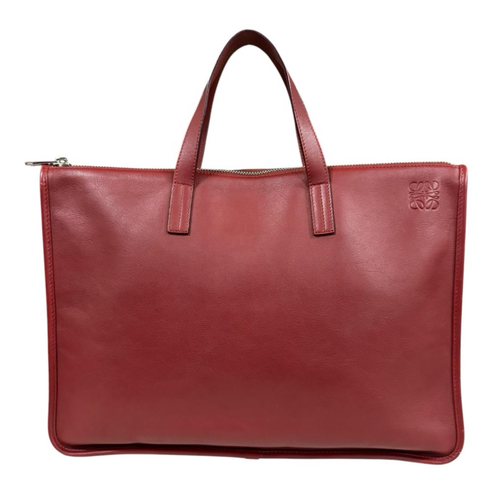 ロエベ ニュートレド ブリーフケース ハンドバッグ レザー 358.29.L18 レッド LOEWE 中古