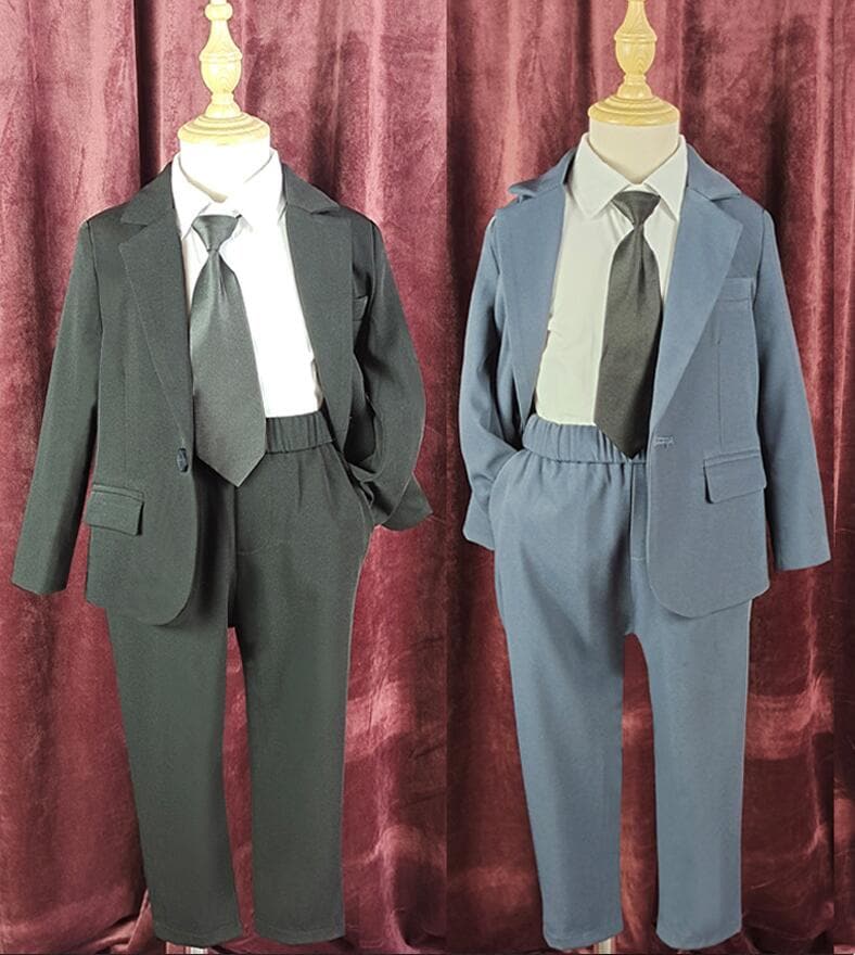 キッズスーツ子服韓国風子スーツ男の子スーツ4点セットジャケットl+パンツ+シャツ+ネクタイ上下セットピアノ発表会結婚式スーツ入学式入園スーツベビースーツフォーマルスーツ男の子スーツタキシード卒業式スー