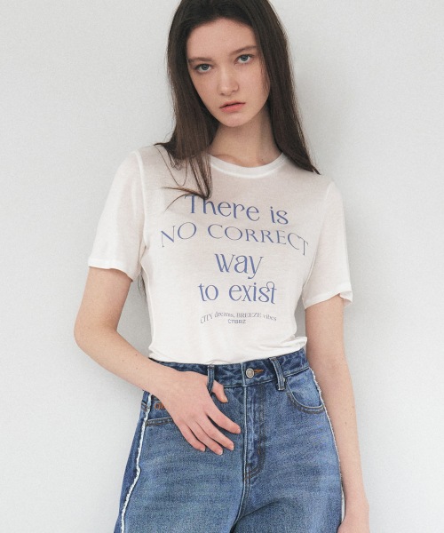 CITY BREEZE テンセルレタリングショートスリーブ Tシャツ_ホワイト