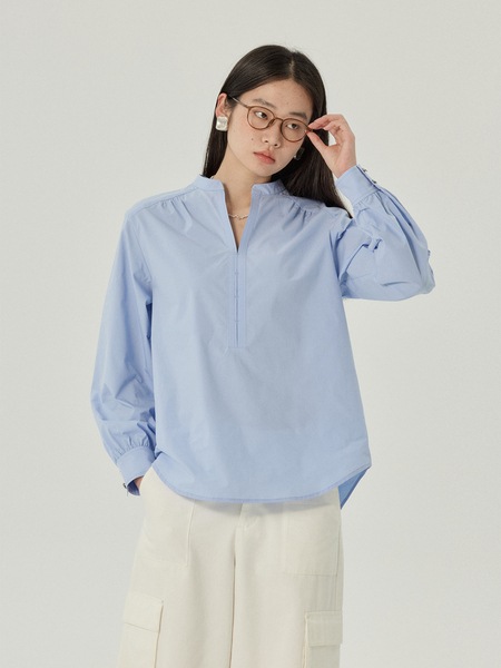 Dantajia Vネックシックルーズ長袖シャツ