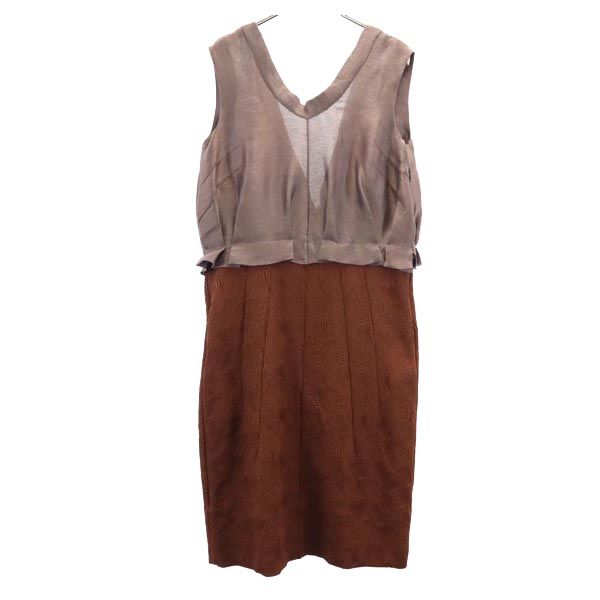 未使用 イタリア製 シルクブレンド ノースリーブ ワンピース 40 パープルグレー サイドジップ ドレス レディース