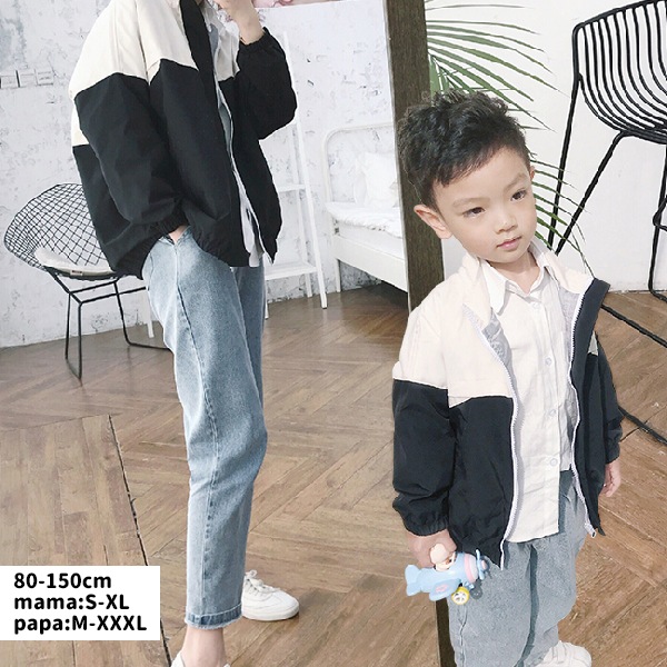 長袖 韓国子供服　親子リンクコーデ　親子ペアルック　おそろい　双子コーデ XXL 100 L アウター 長袖　春秋冬 130 ノーカラー 110 親子ペアルック　ブルゾンジャケット 150 120