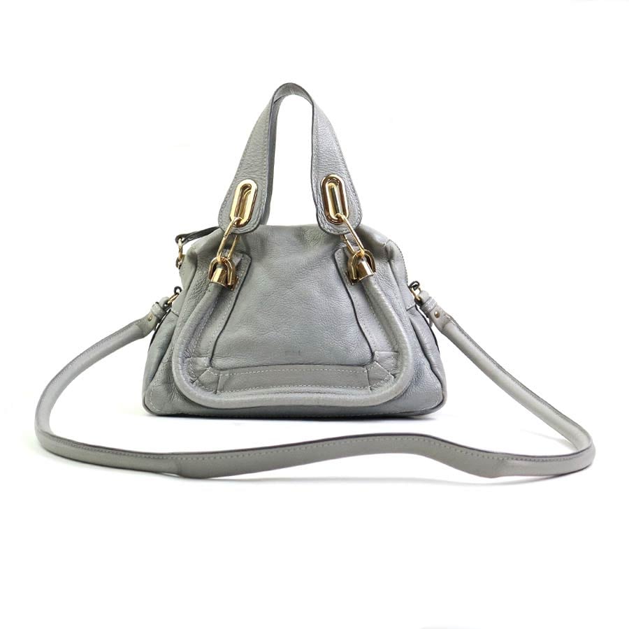 クロエ Chloe ハンドバッグ ショルダーバッグ パラティ レザー グレー ゴールド レディース e58806a