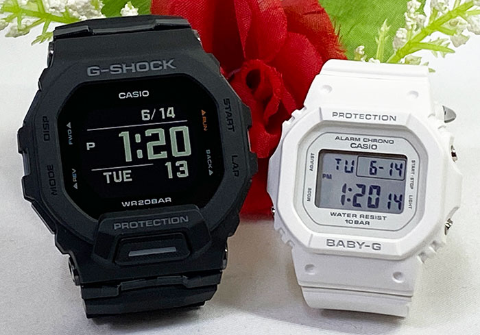 電池式 恋人たちのGショック ペアウオッチ G-SHOCK BABY-G ペア腕時計 カシオ 2本セット GBD-200-1JF BGD-565U-7JF デジタル Bluetooth 搭載 人
