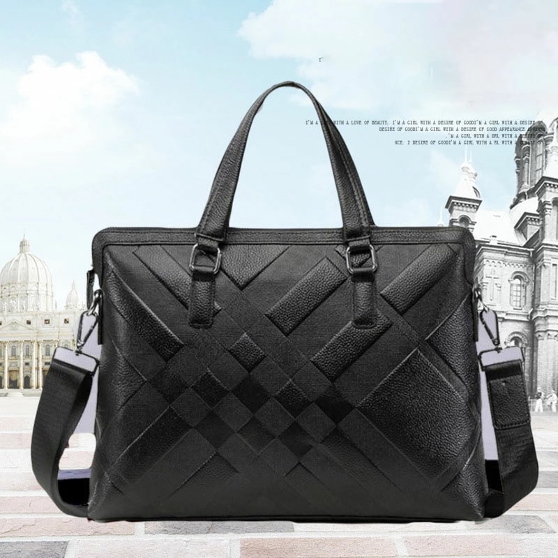 牛革/2way/大容量メンズ トートバッグ A4収納 ビジネス・通勤対応 おしゃれ ブラック ギフトに最適