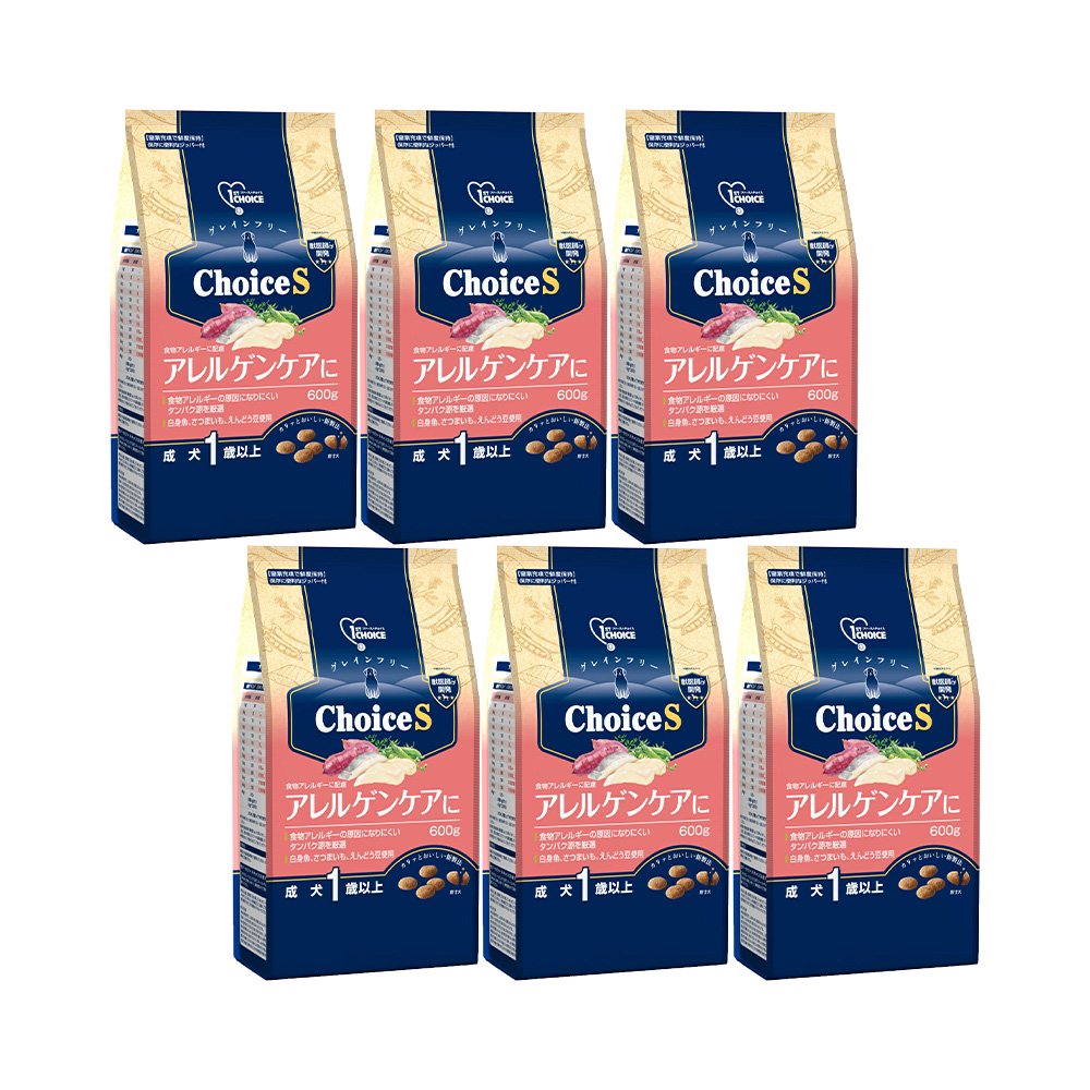 ドッグフード　ファーストチョイス　ＣｈｏｉｃｅＳ　アレルゲンケアに　成犬１歳以上　６００ｇX６　グレインフリー　ＣＲＣ45―05―54―10―00