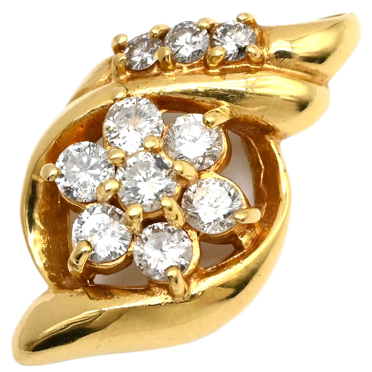 ペンダントトップ パヴェダイヤ イエローゴールド ネックレストップ フラワーモチーフ 【中古】